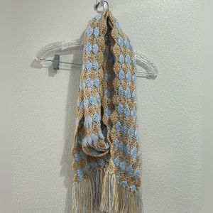 Handmade blue and brown scarf 84” NEW